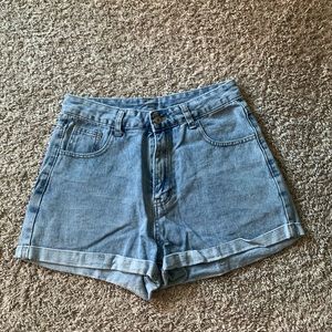 Shein highwaisted light wash shorts